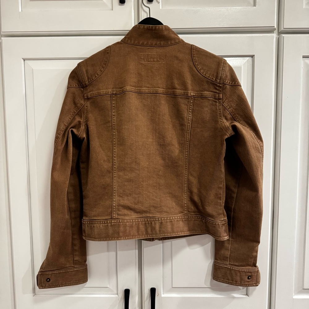 LRL- Ralph Lauren‎ Classic Tan Canvas with Leather Trim Moto Jacket. Size 8 - Picture 2 of 11